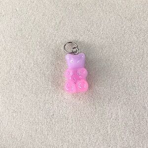 Cotton Candy Pink Glitter Gummy Bear Charm – Pastel Candy Bear Pendant
